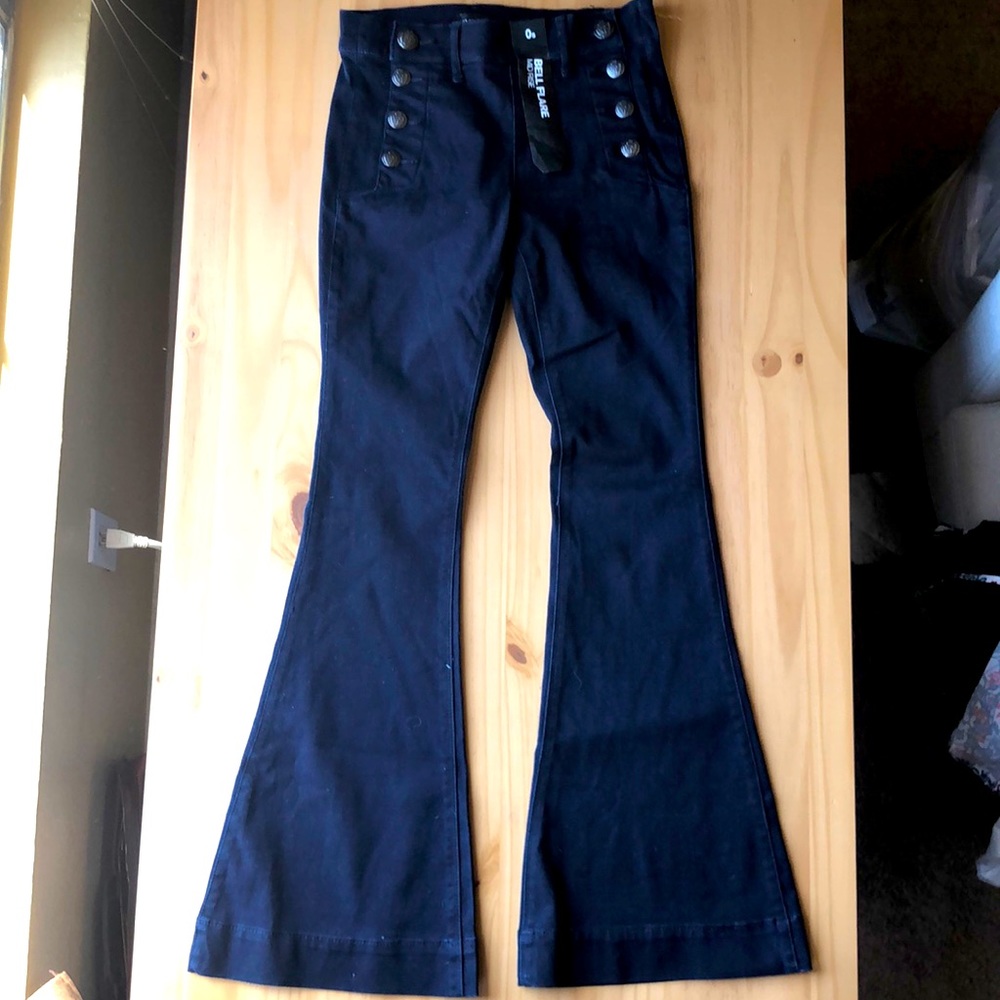 0s mid rise bell flare jeans
